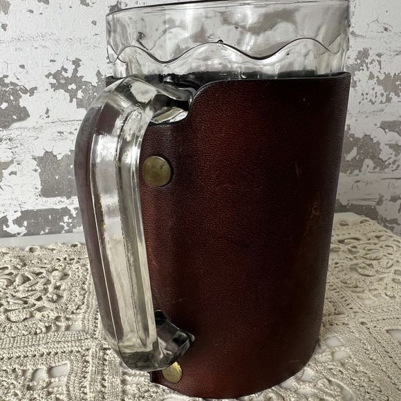 Vtg Noymer Beer Mugs Leather Covers Snap On EPluribus Unum America Eagle Barware - Picture 7 of 16